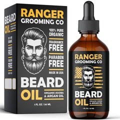 Leven Rose huile barbe flacon ambre, absorption rapide et soin pratique.