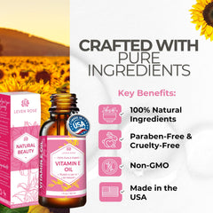 Leven Rose huile vitamine E pour les cheveux, apaise les pointes sèches et apporte brillance.