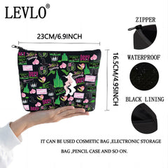 LEVLO sac cosmétique sorcière musical – fermeture zippée sécurise vos produits.