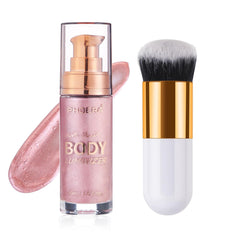 Lezero Huile Scintillante pour le Corps - Bouteille rose offrant un éclat naturel durable.