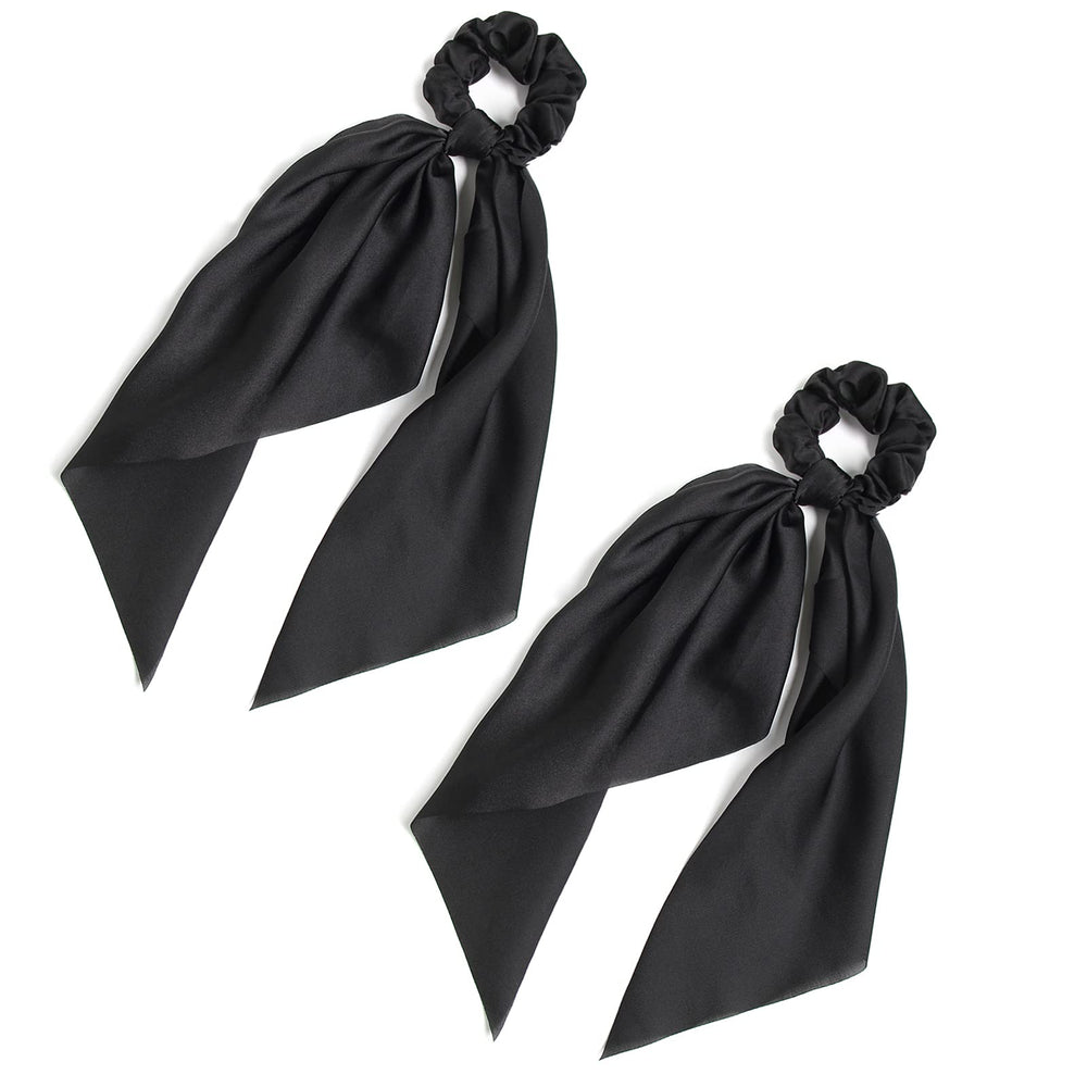 Chouchou noir LFOUVRE avec nœud élégant pour cheveux.