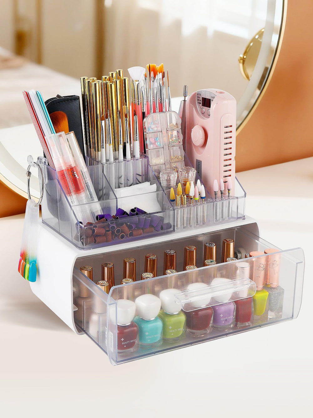 LIARTY porte-perceuse pour ongles avec tiroir pour ranger facilement les outils.