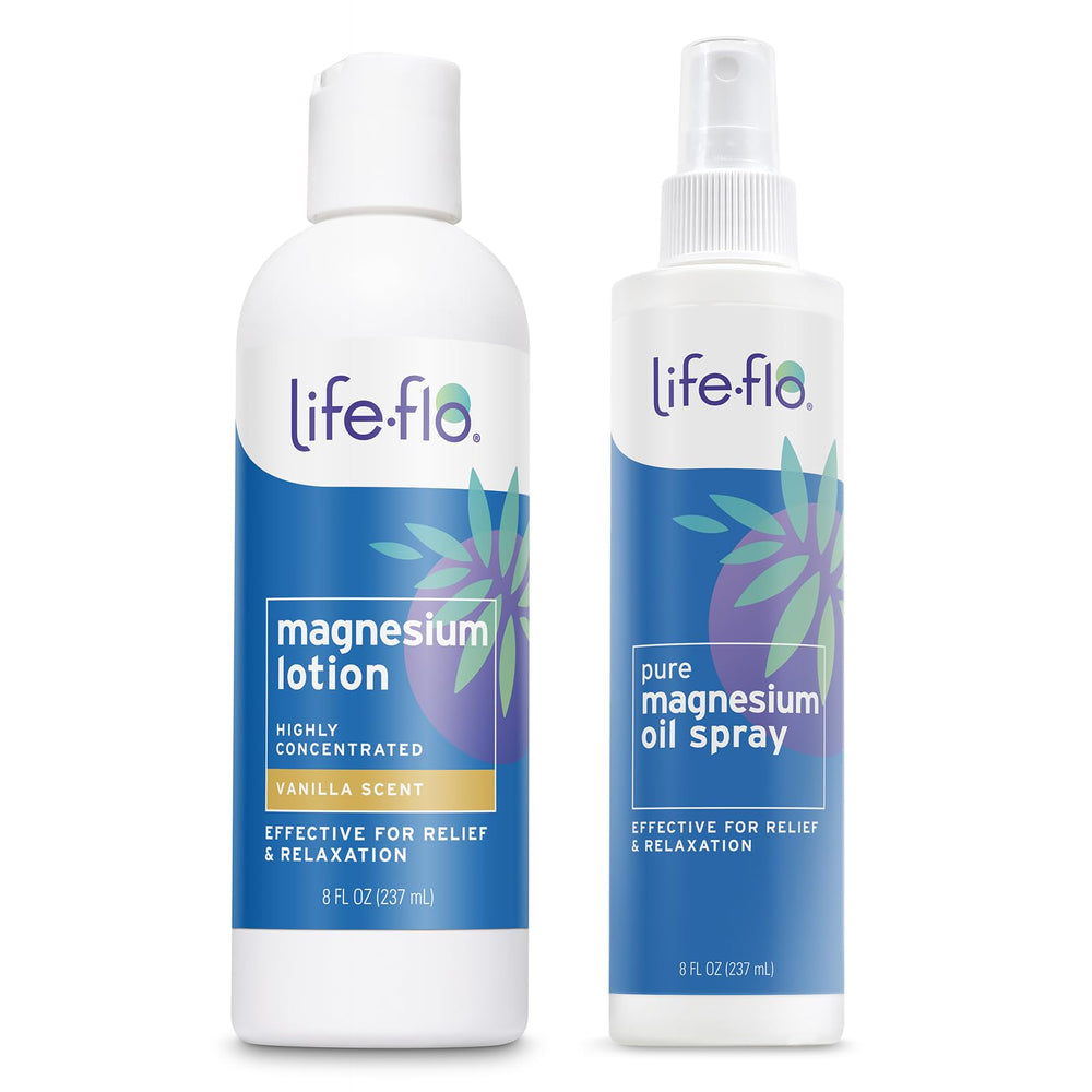 Life-Flo Magnesium Lotion flacon pompe vanille, hydratation légère après l'entraînement.