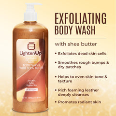 LightenUp OMIC, karité et papaye visibles, exfoliation légère et soin nourrissant pour tous types de peau.
