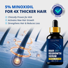 Lilivera biotin regrowth serum application close-up highlights nourishing scalp benefits.