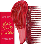 Brosse démêlante Lily England rouge glitter pour démêlage rapide et sans douleur.