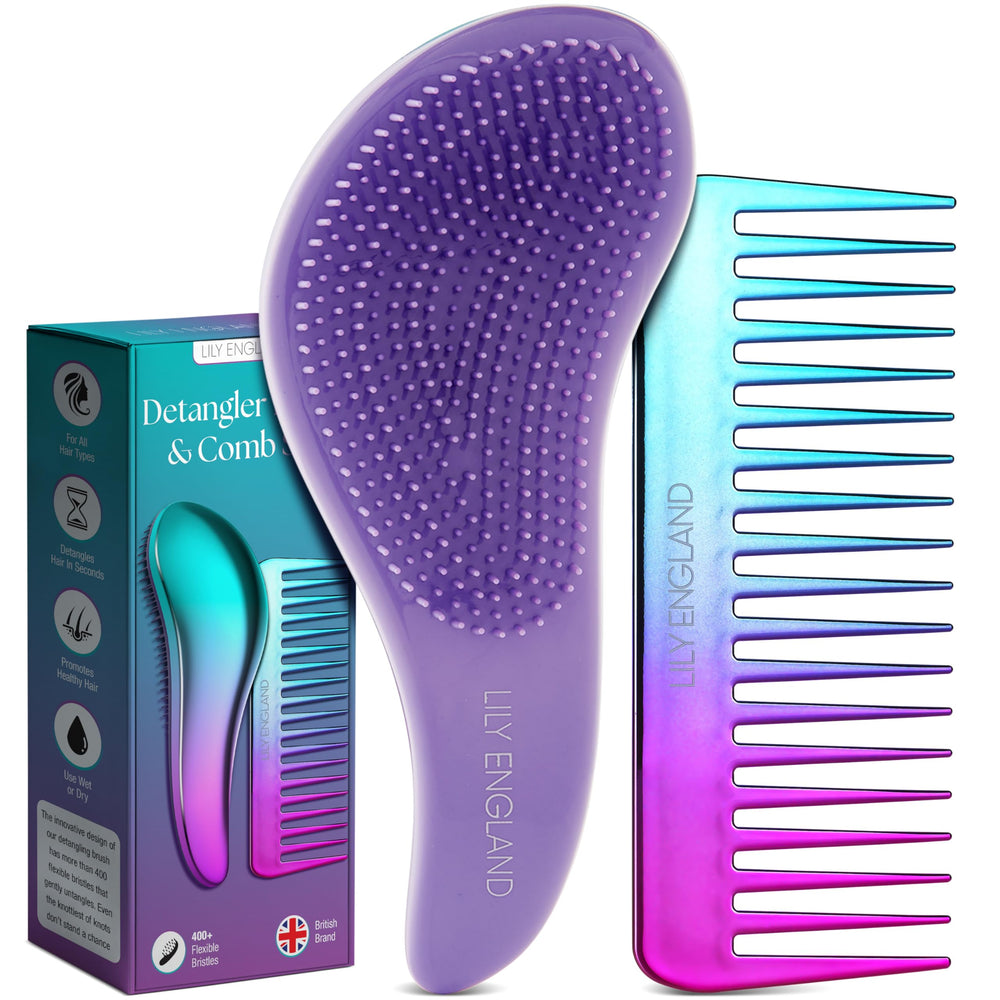 Brosse Lily England détanglante avec dents larges pour démêlage rapide