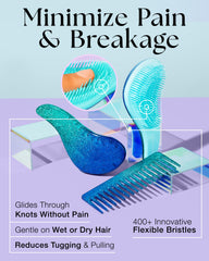 Brosse ergonomique Lily England bleu glitter offre un contrôle confortable