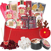 Coffret Lily Roy, ensemble soin bain luxe dans sac cadeau élégant.