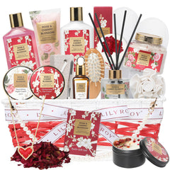 LILY ROY Panier spa luxe, Rose et fleur de cerisier, expérience bien-être à domicile.