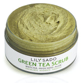 LILY SADO Matcha Made in Heaven sugar scrub bottle for gentle daily exfoliation.