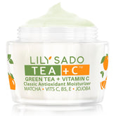LILY SADO TEA+C moisturizer bottle shown for daily hydration and glow
