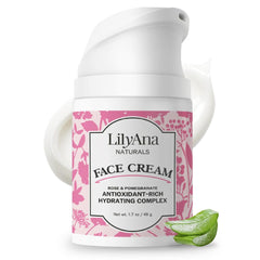 Crème LilyAna Naturals Visage et Cou dans flacon prêt à l’utilisation pour hydrater.