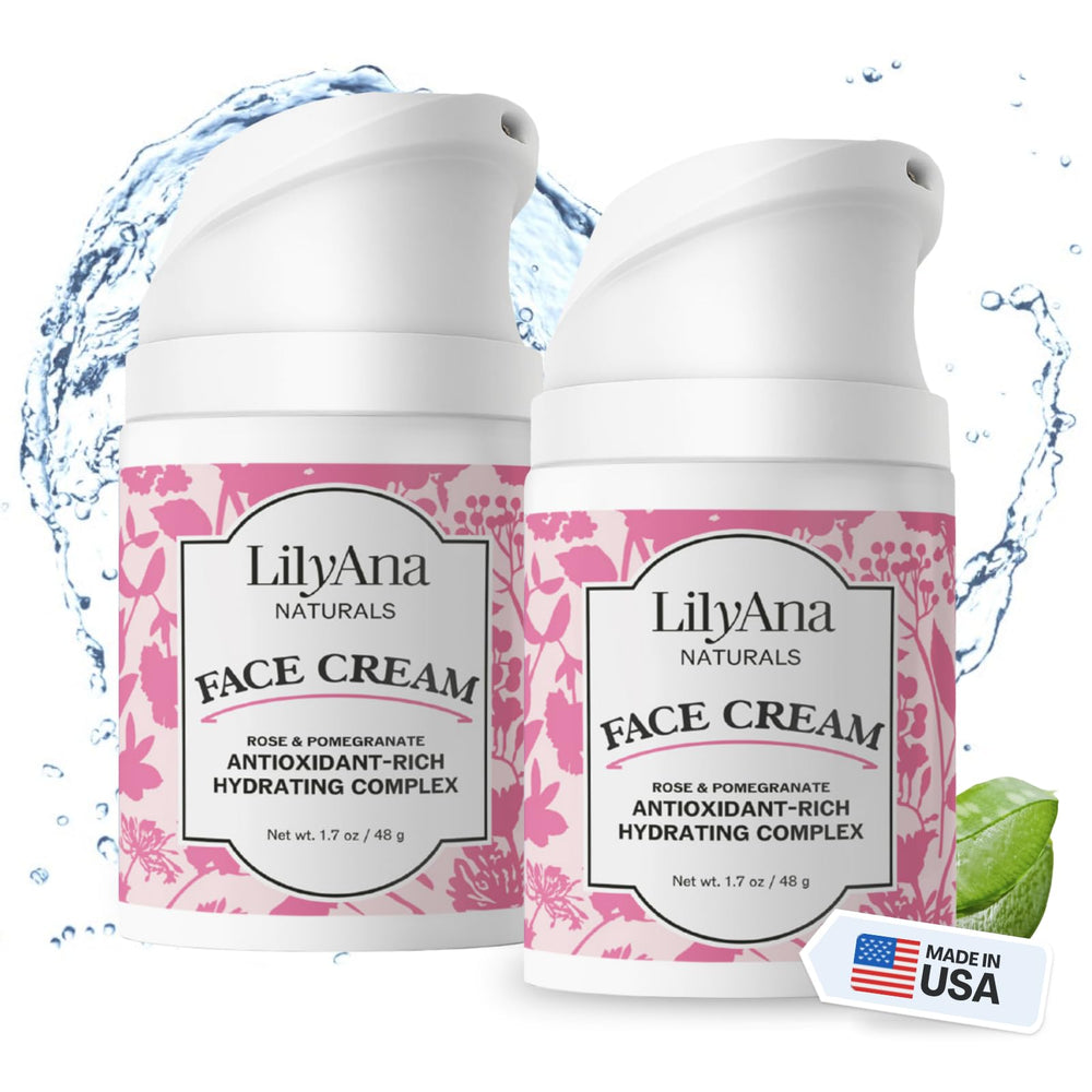 Crème LilyAna Naturals visage et cou avec extrait de rose et grenade