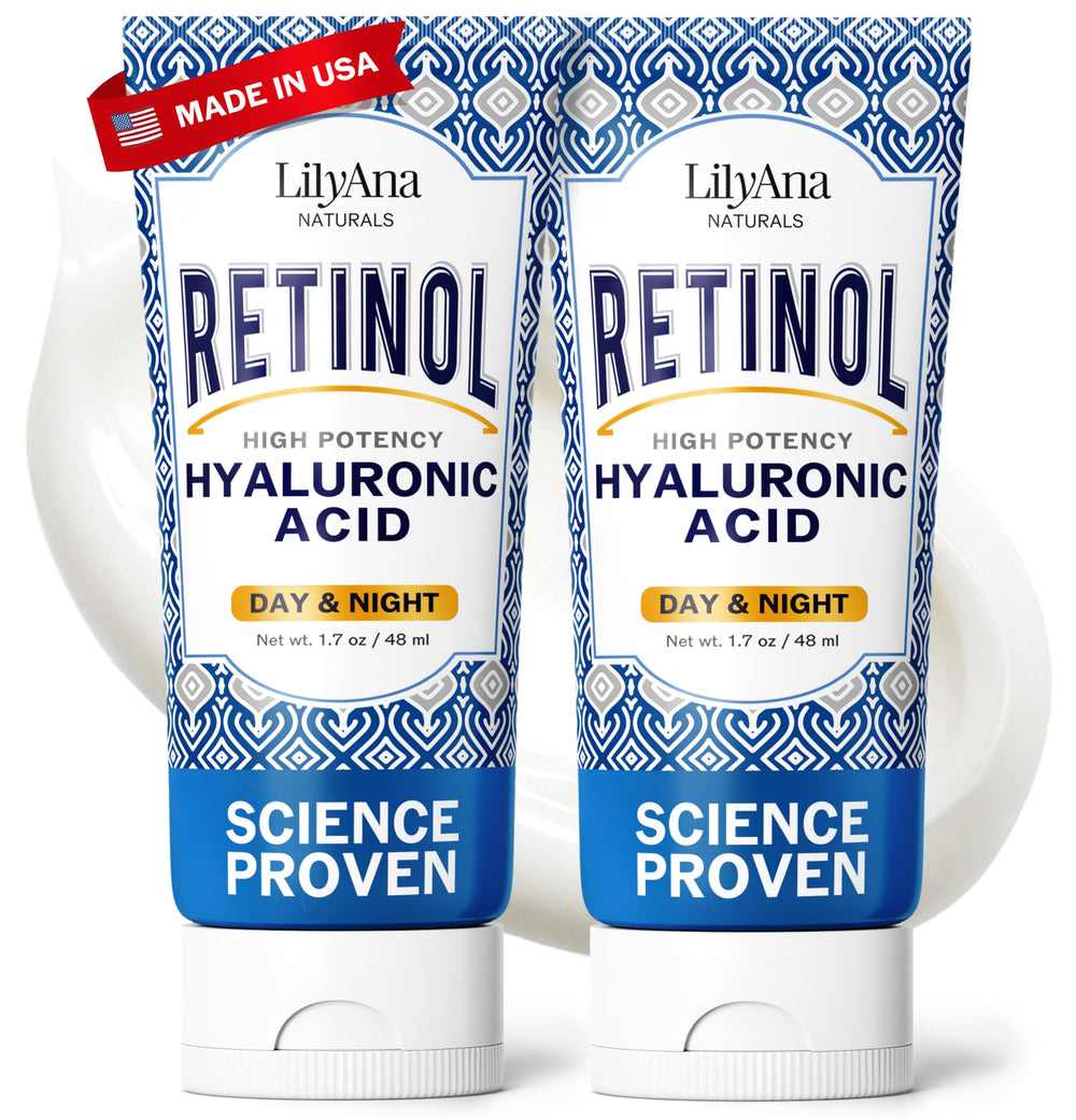 LilyAna Naturals Retinol Crème visage et cou, flacon élégant et nourrissant.