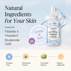 LilyAna Naturals Retinol Serum – emballage pratique et élégant pour la routine.