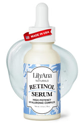 LilyAna Naturals Retinol Serum: bouteille pompe, soin anti-âge léger et hydratant.
