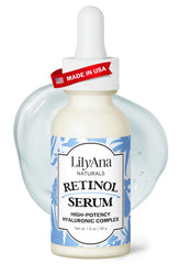 LilyAna Naturals Retinol Serum: bouteille pompe, soin anti-âge léger et hydratant.