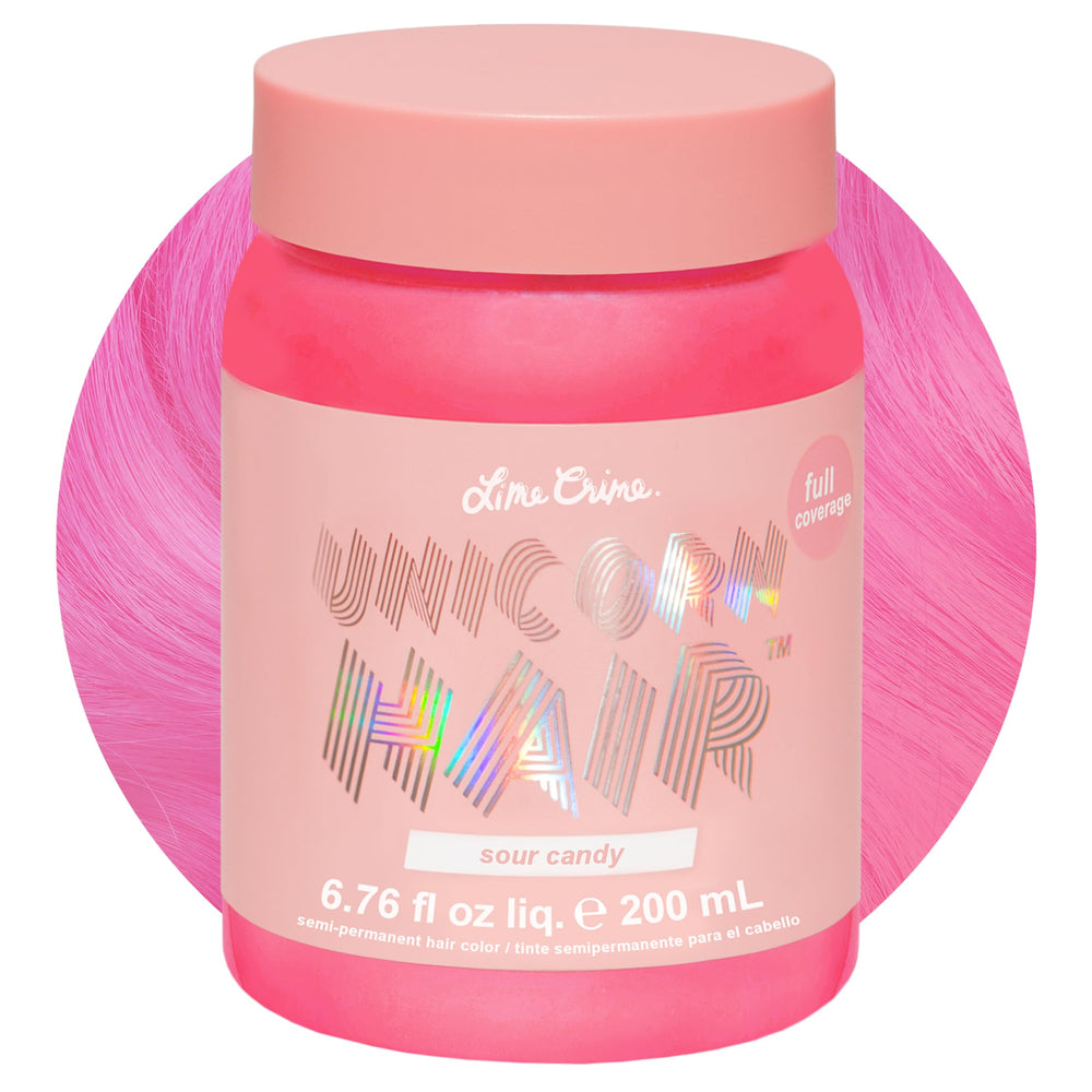 Bouteille Lime Crime Unicorn Hair Sour Candy prête à l’application et offrant une couleur vive