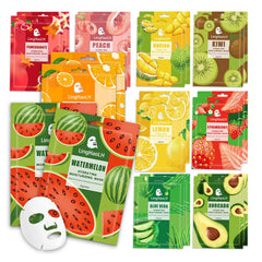LingHaoLH ensemble masques visage 20 types: variété hydratante pour tous types de peau.