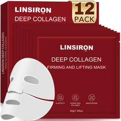 LINSIRON Bio-Collagen masque visage hydrogel, hydratation profonde pour peau sèche.