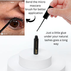 Colle LINX adaptée aux cils segmentés pour une tenue naturelle.