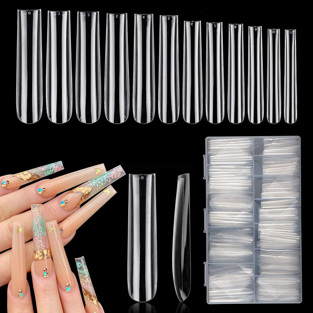 LionVision embouts d'ongles carre extralong taille 0, tenue durable et application facile.