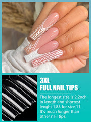LionVision embouts d'ongles carre extralong taille 2, tenue couleur sans décollement.
