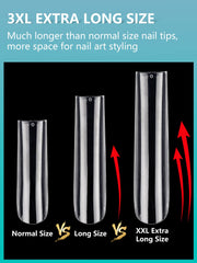 LionVision embouts d'ongles carre extralong taille 3, application rapide et pratique.