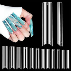 LIONVISION extensions ongles carrés 504 pièces, longueur extra-longue pour styles variés.