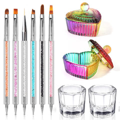 Jeu de pinceaux LIONVISION pour nail art, 6 brosses acryliques polyvalentes.