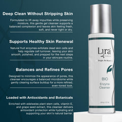 Utilisation visage et yeux avec le nettoyant Lira Clinical, douceur et efficacité