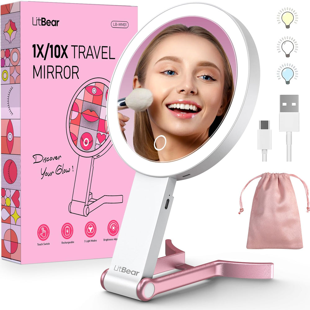 LitBear miroir-beaute-lumiere-table, rendu clair pour maquillage en intérieur.
