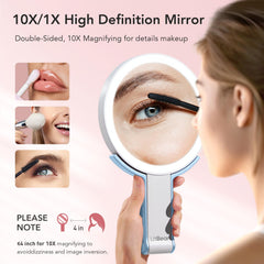 LitBear Miroir de voyage – éclairages 3 couleurs pour adapter l'ambiance et le maquillage