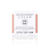 Little Seed Farm crème deodorante romarin patchouli dans un bocal, fraîcheur naturelle durable.