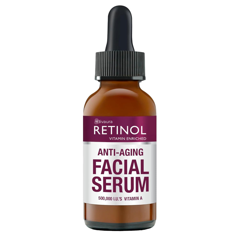 Sérum Rétinol LIVAURA dans une bouteille pompe, texture légère pour routine quotidienne.