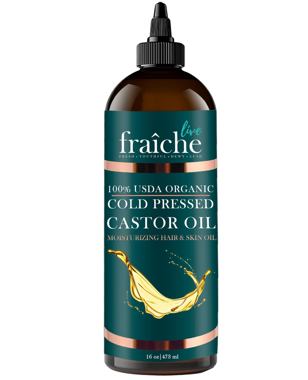 Live Fraiche huile de ricin: bouteille 16 onces prête à nourrir cheveux et peau.