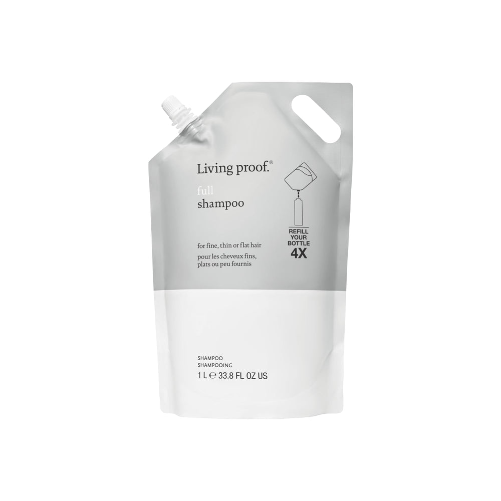 Living Proof Full Shampoo montre un volume accru pour cheveux fins, sensation légère.