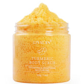 LIYALAN gommage au curcuma en bouteille, exfolie en douceur et nourrit la peau.