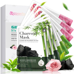 Masque Liyawudo Centella, ensemble 9 masques hydratants pour peau rafraîchie