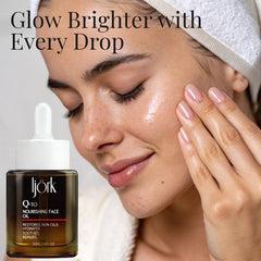 ljörk Q-10 Huile Visage – Application peau, fini léger sans film gras.