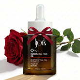 ljörk Q-10 Huile Visage – Bouteille pompe pratique pour application facile et précise.