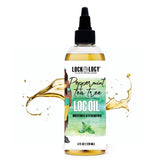 Lockology huile loc menthe-poivrée sur flacon; hydratation cuir chevelu