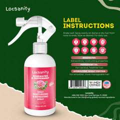 Locsanity brume rose menthe sur les locs pour revitalisation quotidienne et senteur fraîche.