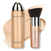 LOKFAR AirBrush Foundation Spray emballage élégant illustrant le pack cadeau et l’utilisation rapide