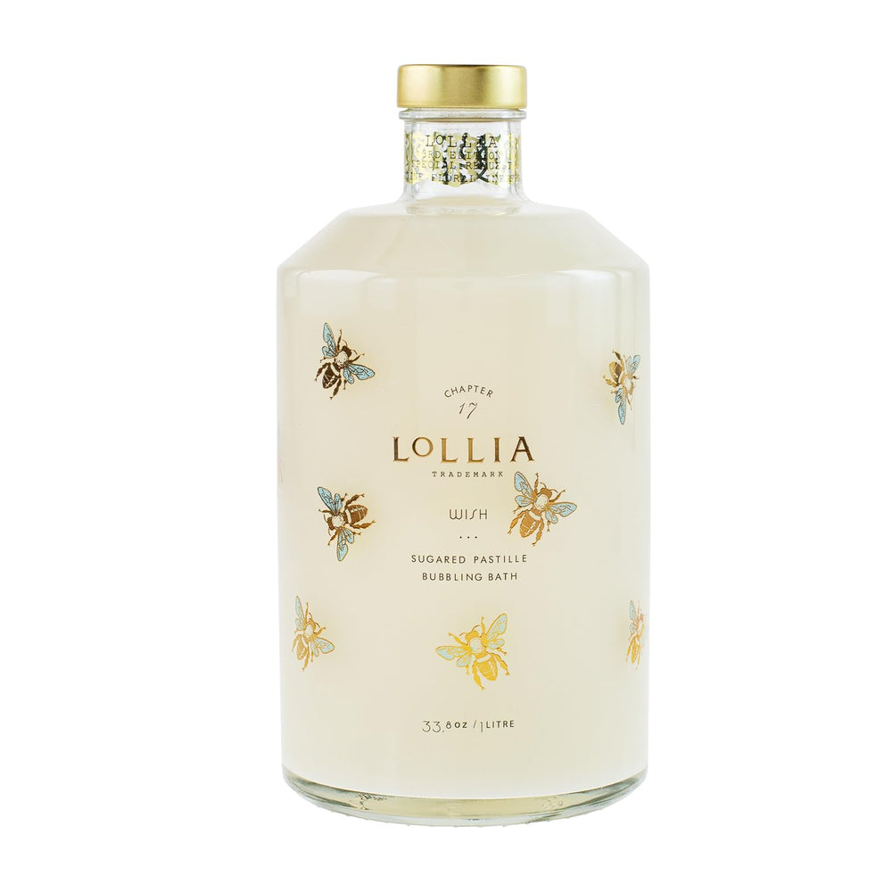 Lollia Wish Bubble Bath avec bulles et parfum vanillé, moment de détente.