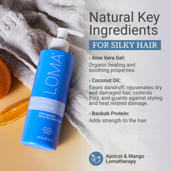 Texture soyeuse révélant la douceur des cheveux grâce à Loma Crème.