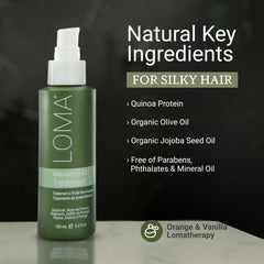 LOMA Soin nourrissant à l’huile – cheveux après douche démêlés et brillance naturelle.