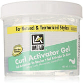 Long Aid Curl Activator Gel 32oz bottle with Aloe Vera for dry hair hydration and curl definition.