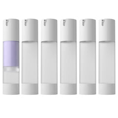 Longway bouteille pompe airless 50 ml opaline givré, préserve la fraîcheur des cosmétiques.